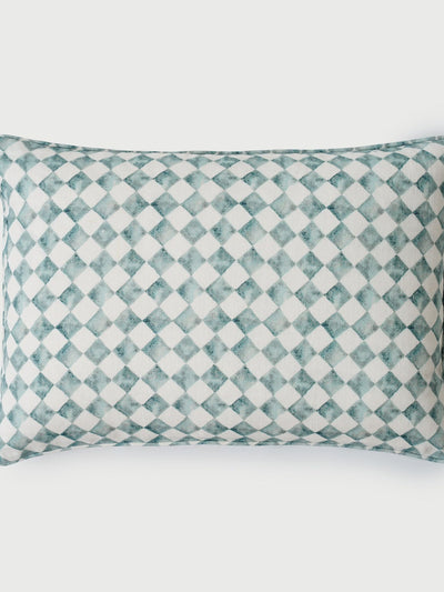Cushion Cover - Checker Blue Oblong