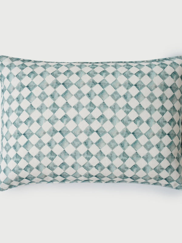 Cushion Cover - Checker Blue Oblong