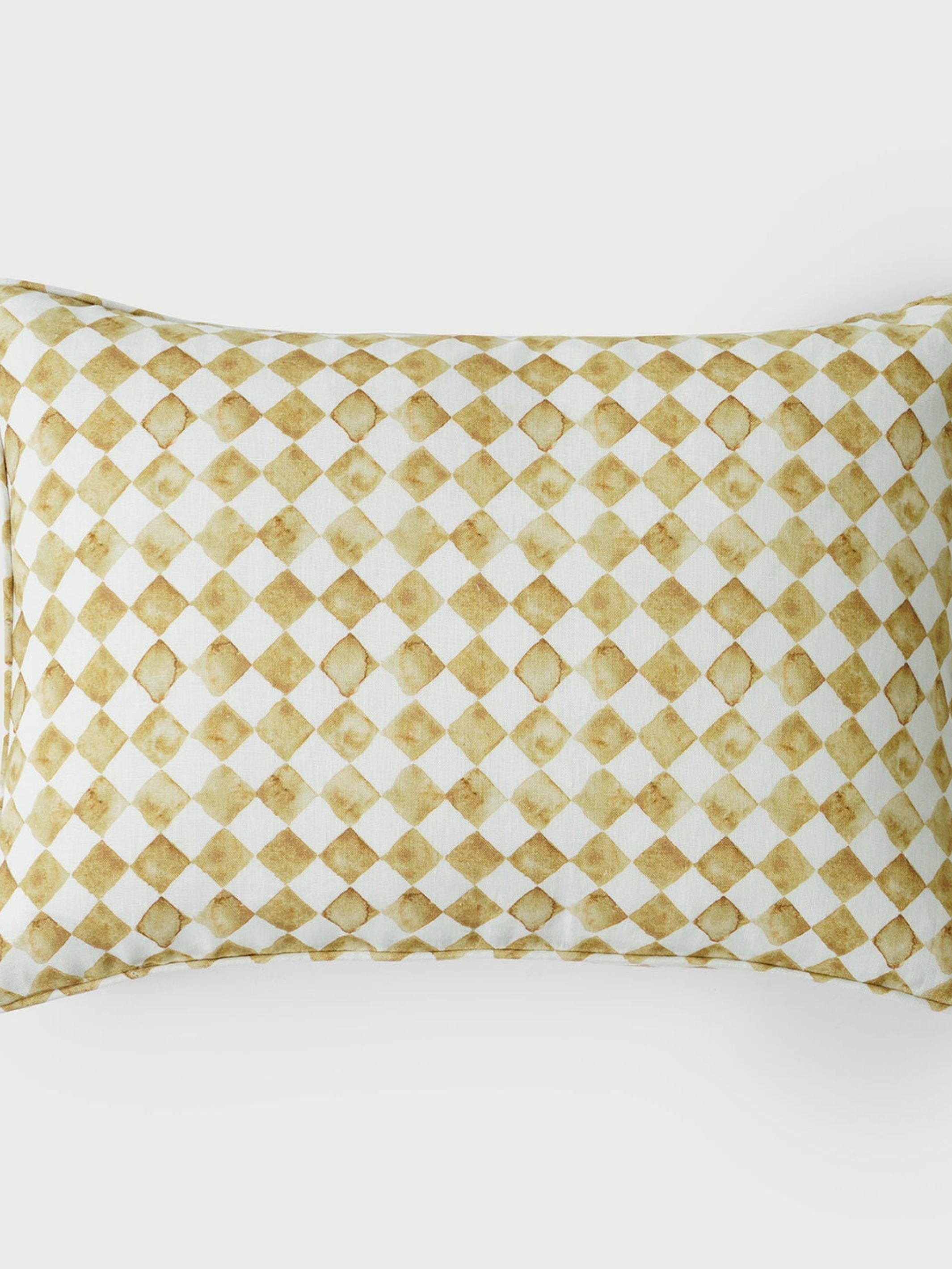 Cushion Cover - Checker Ochre Oblong