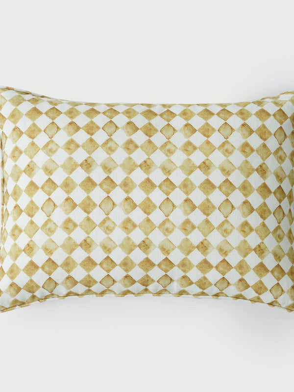 Cushion Cover - Checker Ochre Oblong