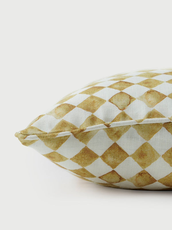 Cushion Cover - Checker Ochre Oblong
