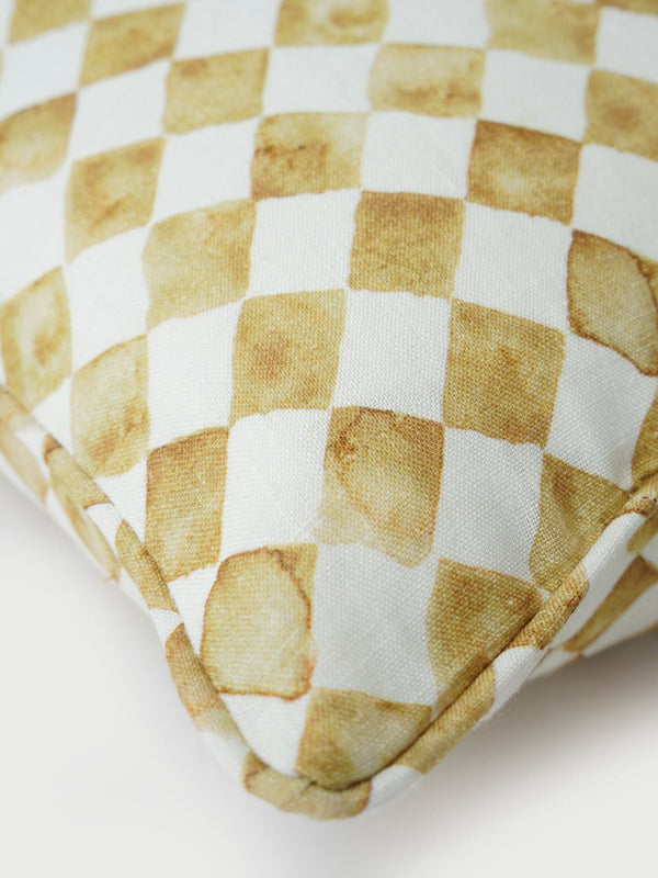 Cushion Cover - Checker Ochre Oblong