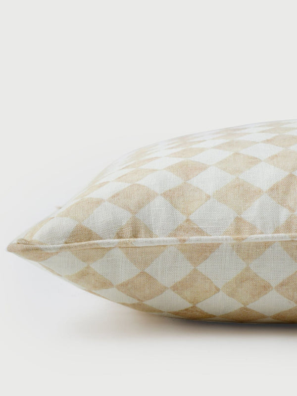 Cushion Cover - Checker Beige Oblong