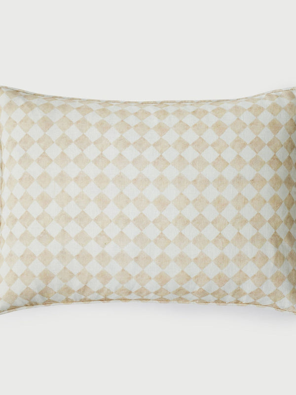 Cushion Cover - Checker Beige Oblong
