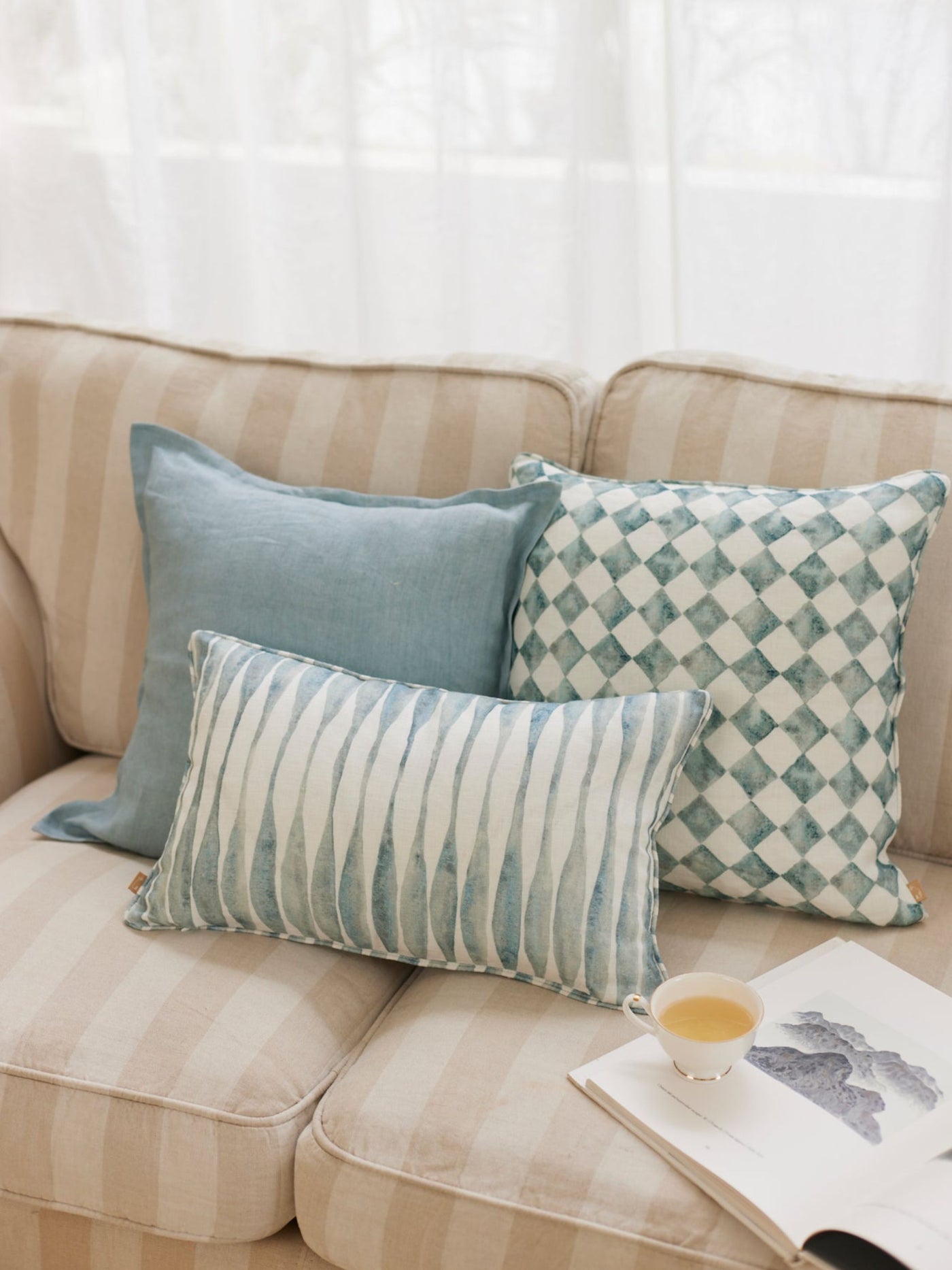 Cushion Cover - Checker Blue