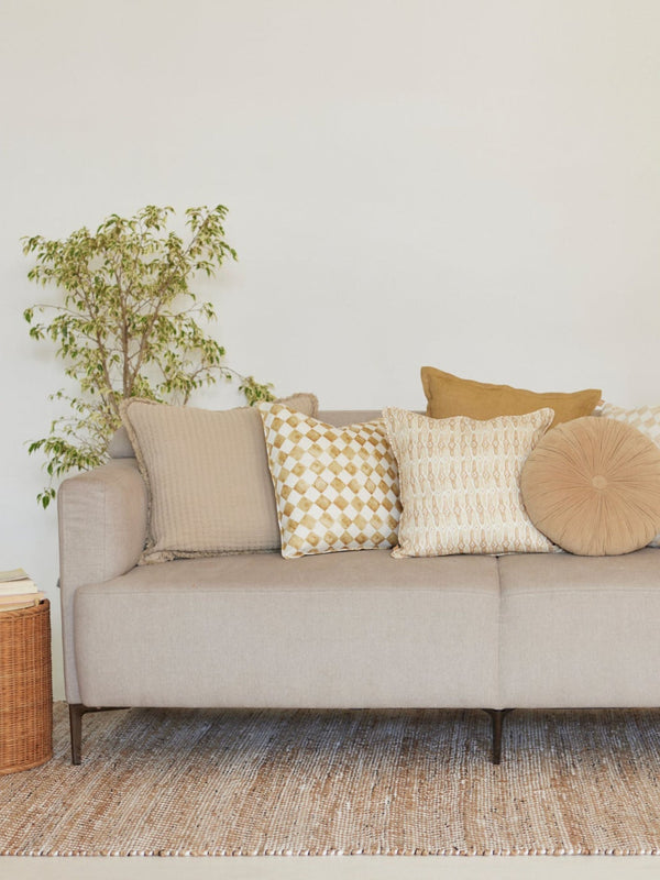 Cushion Cover - Checker Ochre