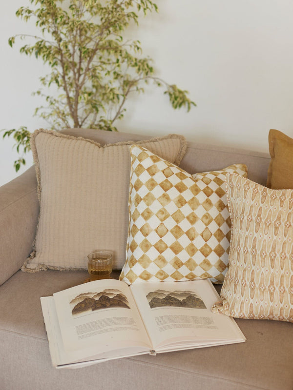 Cushion Cover - Checker Ochre