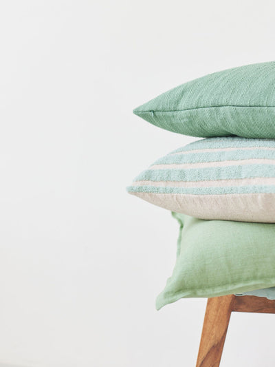Cushion Cover - Striped Green Oblong