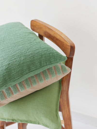 Cushion Cover - Striped Green Oblong