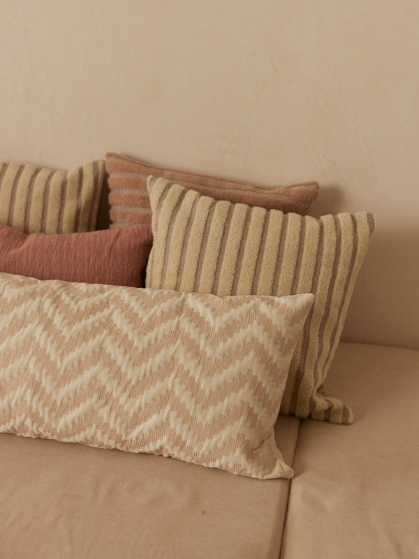 Cushion Cover - Striped Ivory Oblong