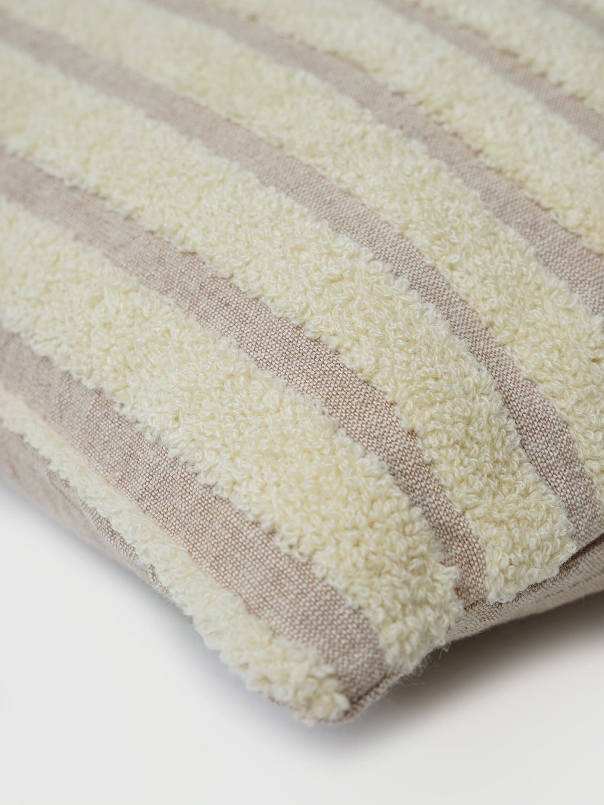 Cushion Cover - Striped Ivory Oblong