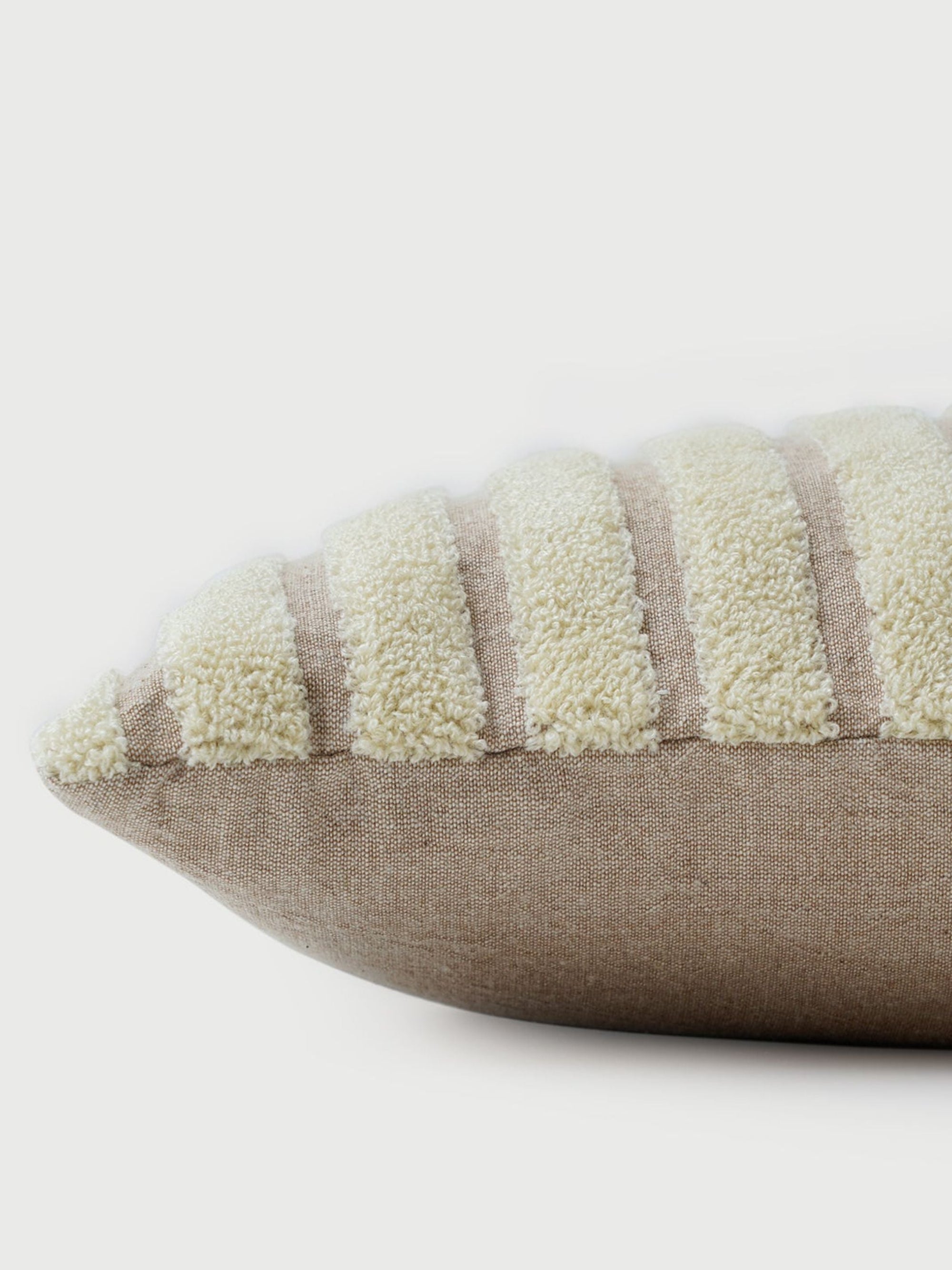 Cushion Cover - Striped Ivory Oblong