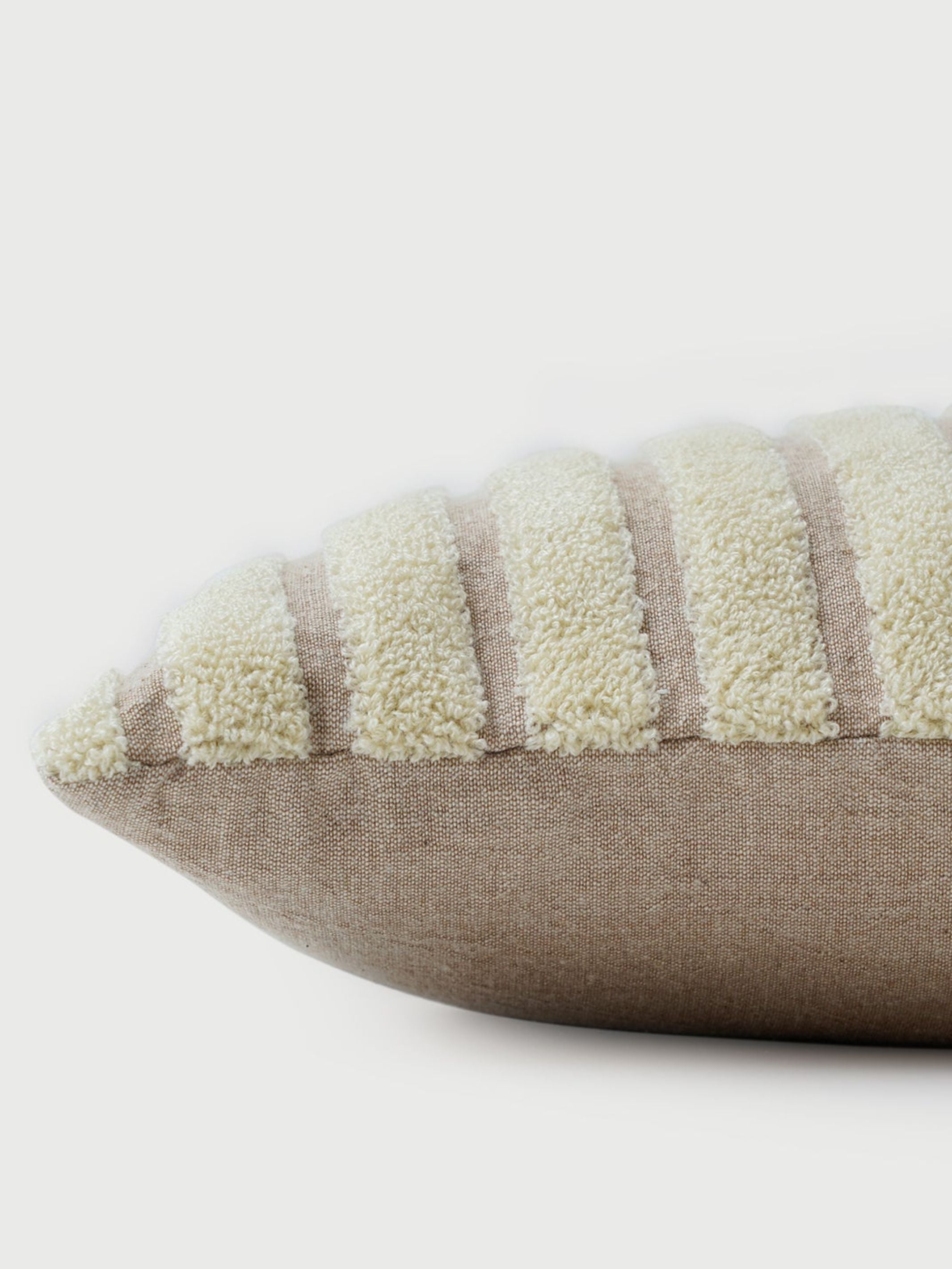 Cushion Cover - Striped Ivory Oblong