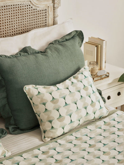 Cove Teal Oblong Linen Cushion Cover