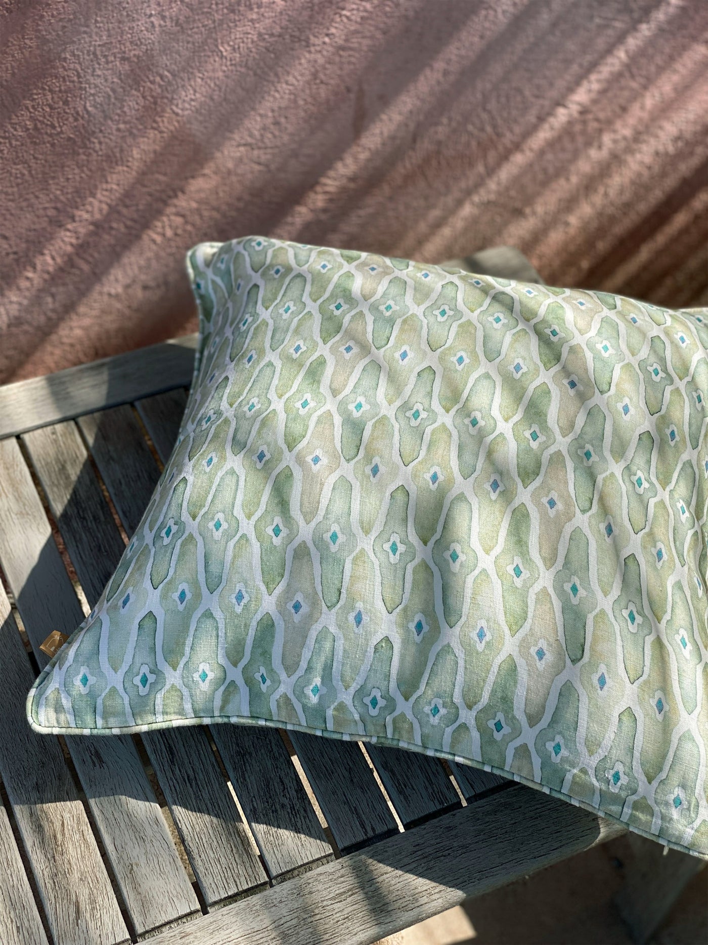 Mosaic Sage Linen Cushion Cover