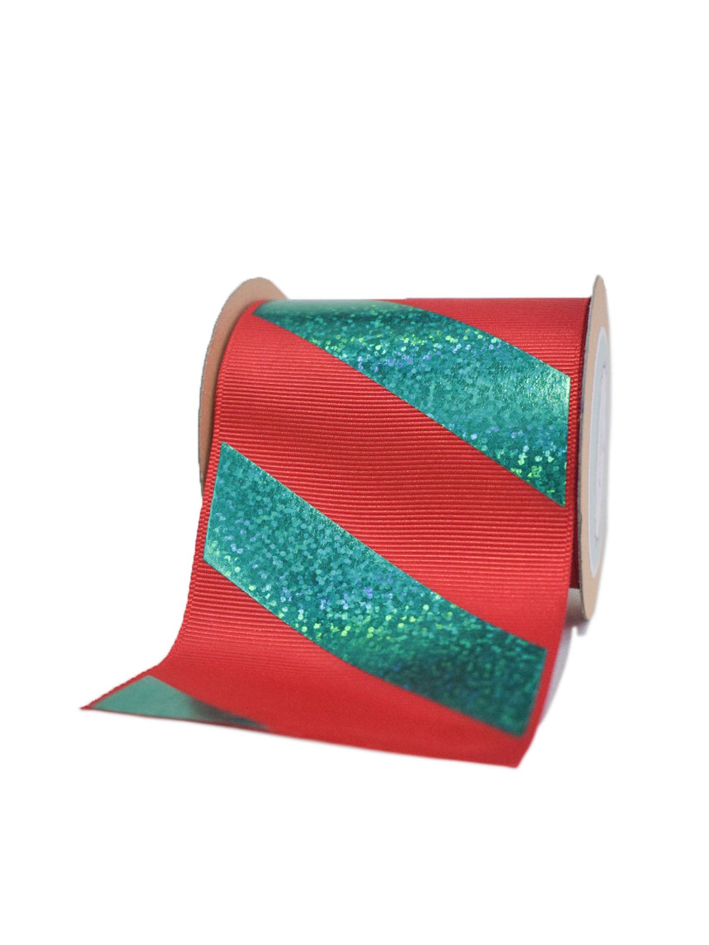 Red & Green Hologram Stripes Ribbon