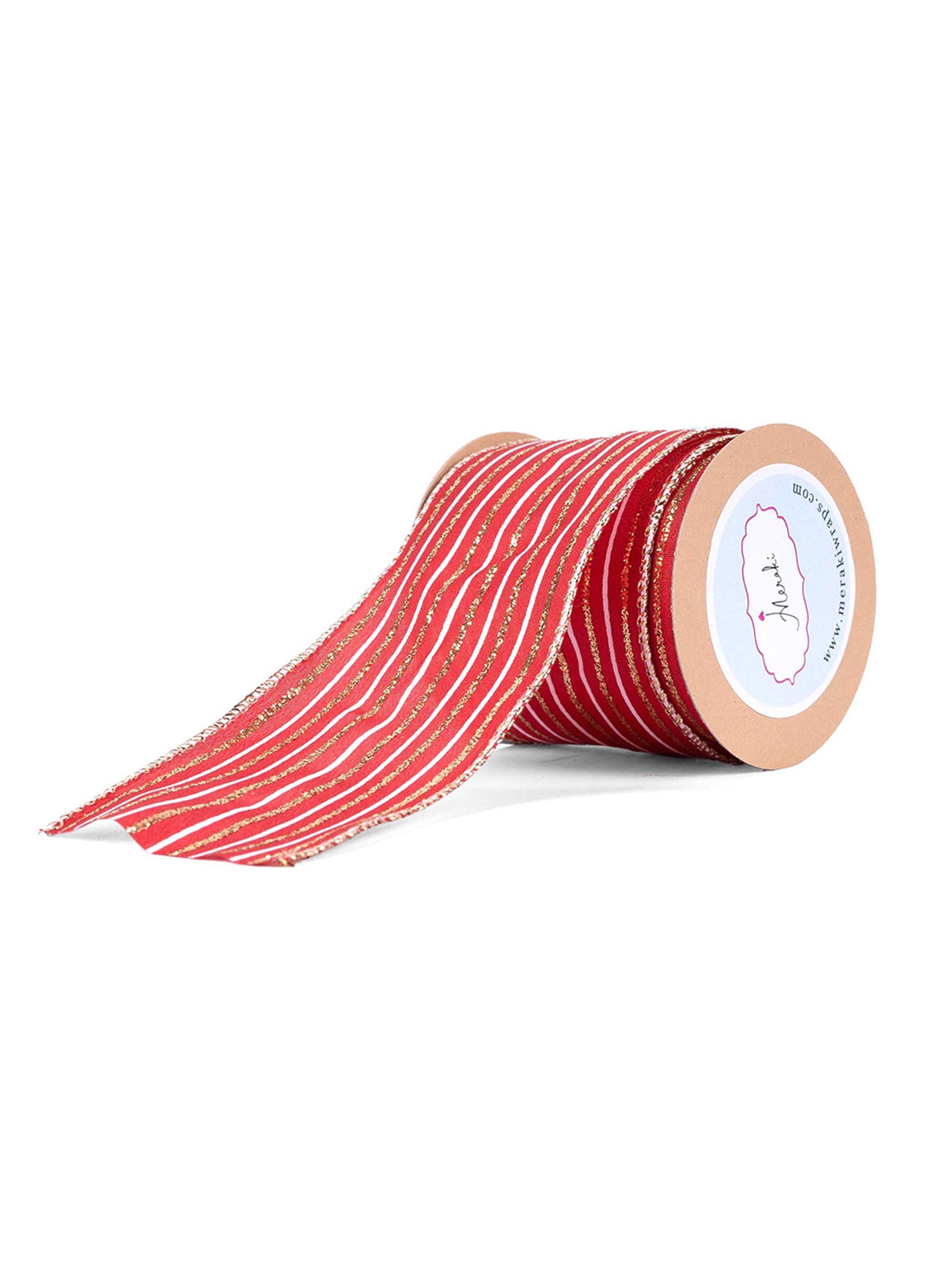 Red White Gold Stripes Ribbon
