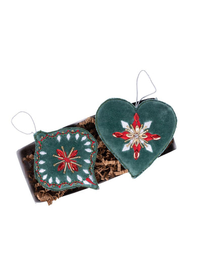 Heart & Onion Shaped Embroidered Ornaments