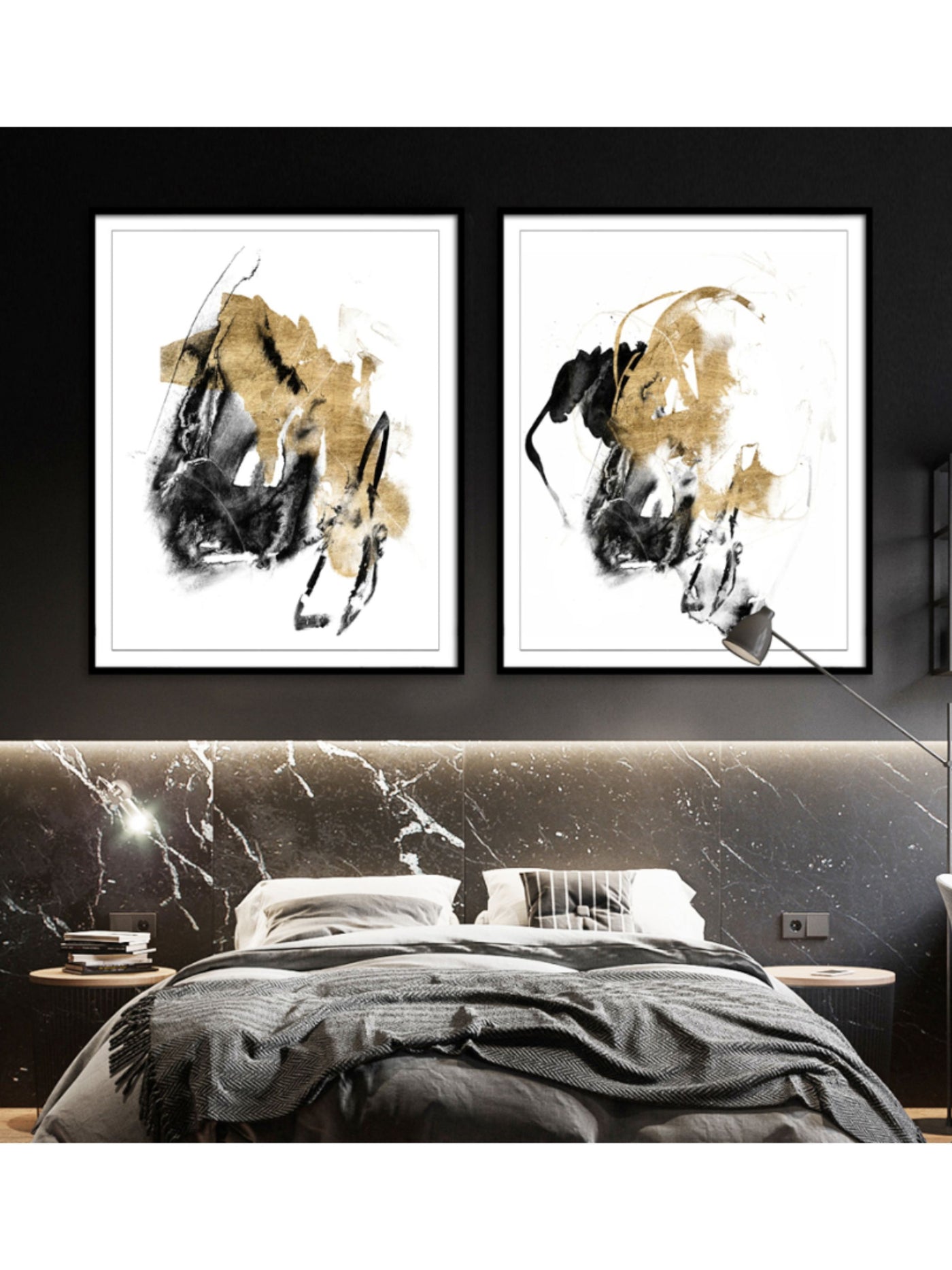 Wall Prints - Black and Gold Splash III