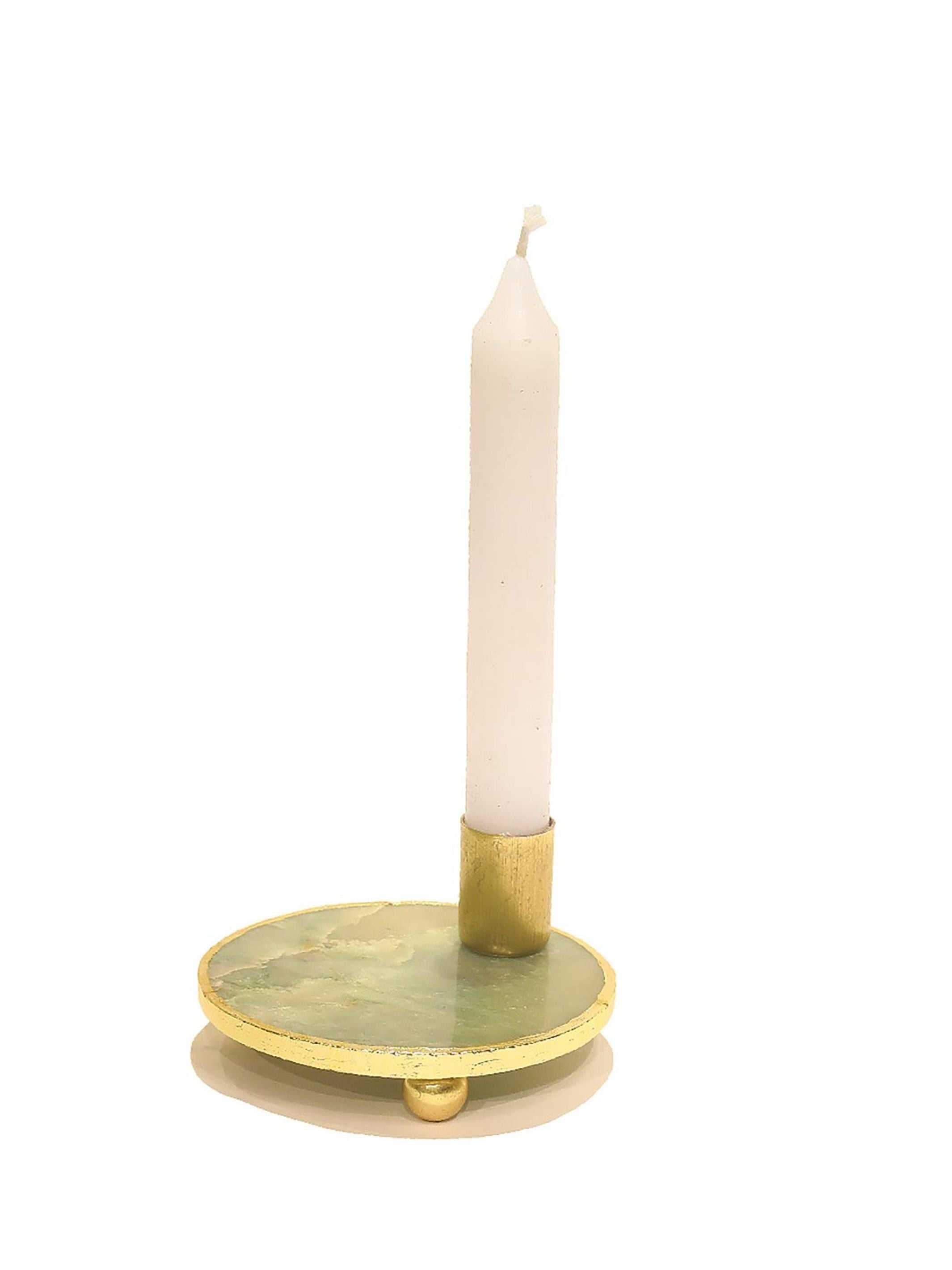 Semi Precious Candle Holder - Green Quartz - Product Image 
