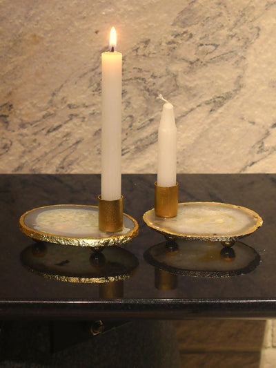 Semi Precious Candle Holder - Natural Agate