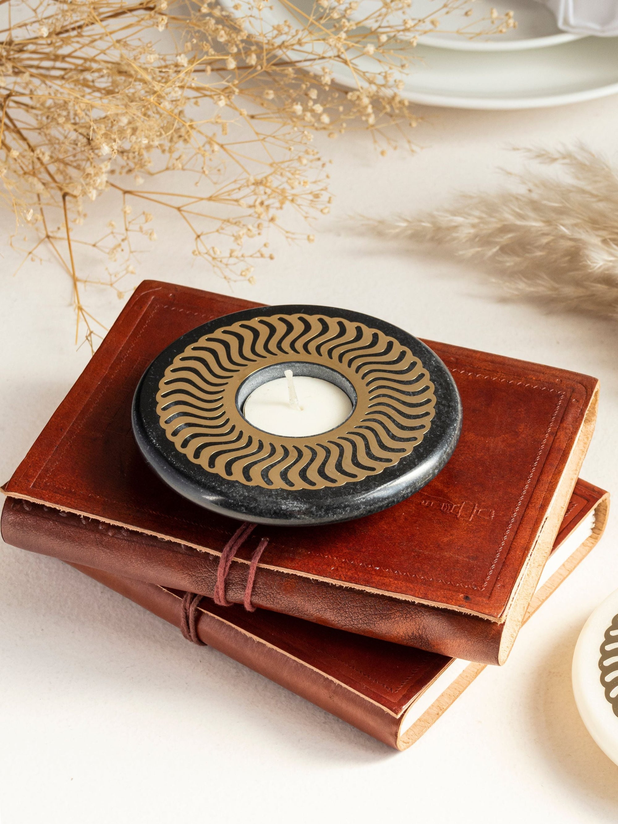 Tea Light Candle Holder Celestial - Black