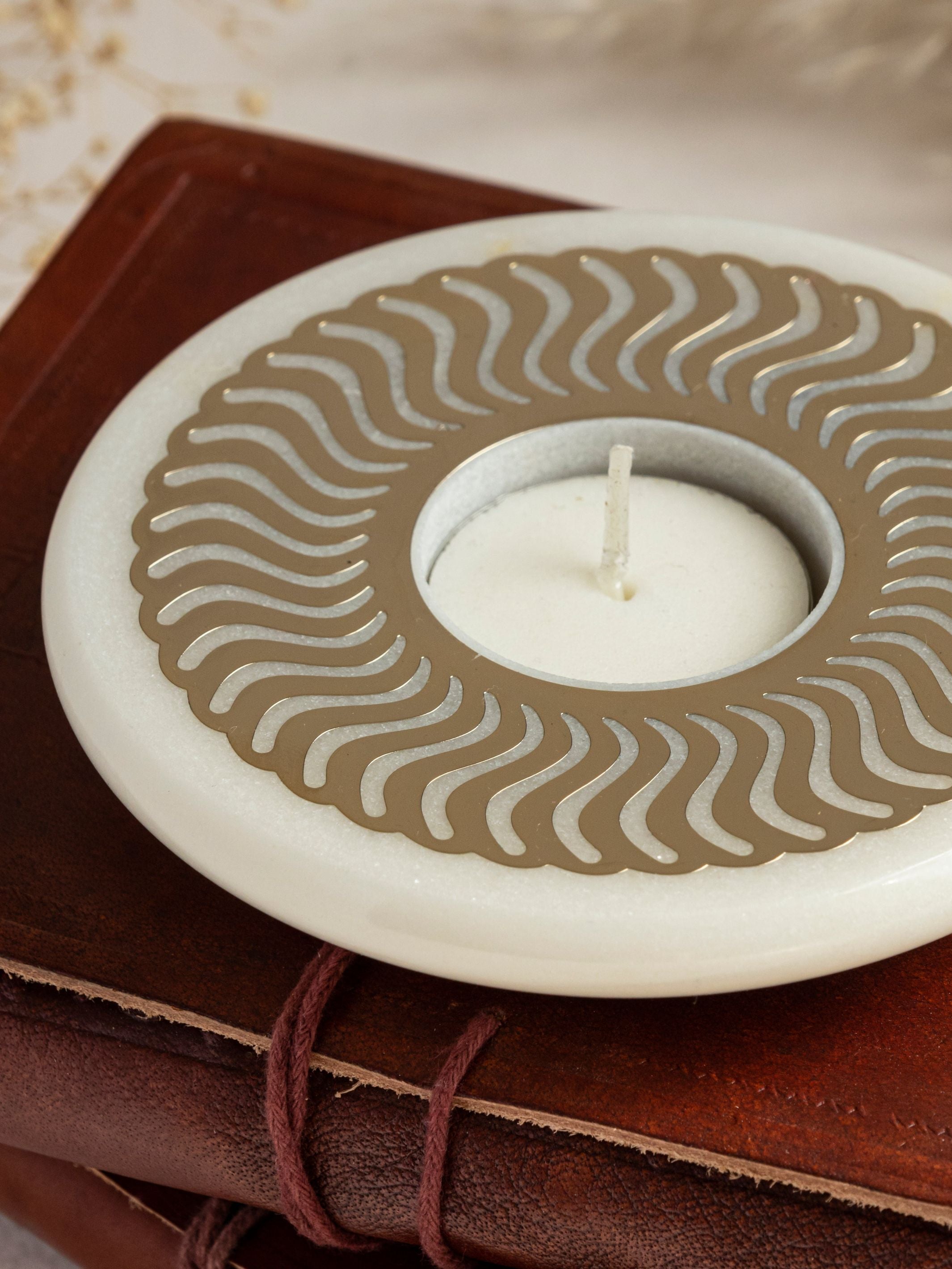 Tea Light Candle Holder Celestial - White