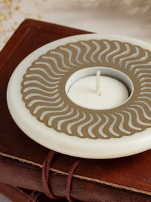 Tea Light Candle Holder Celestial - White