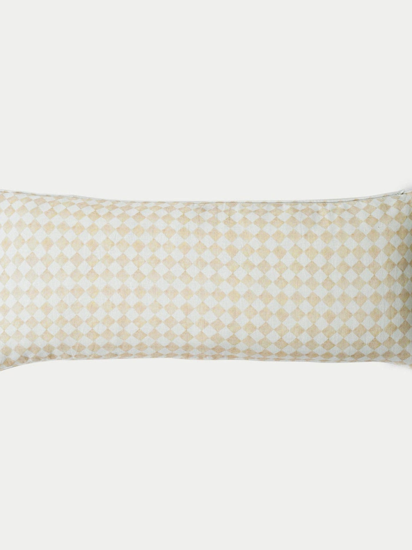 Checker Beige Lumbar Cushion Cover