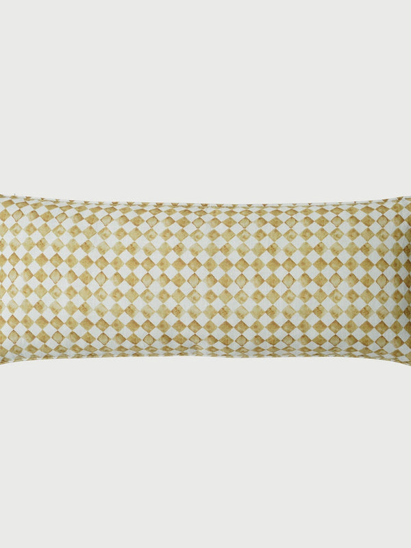 Cushion Cover - Checker Ochre Lumbar