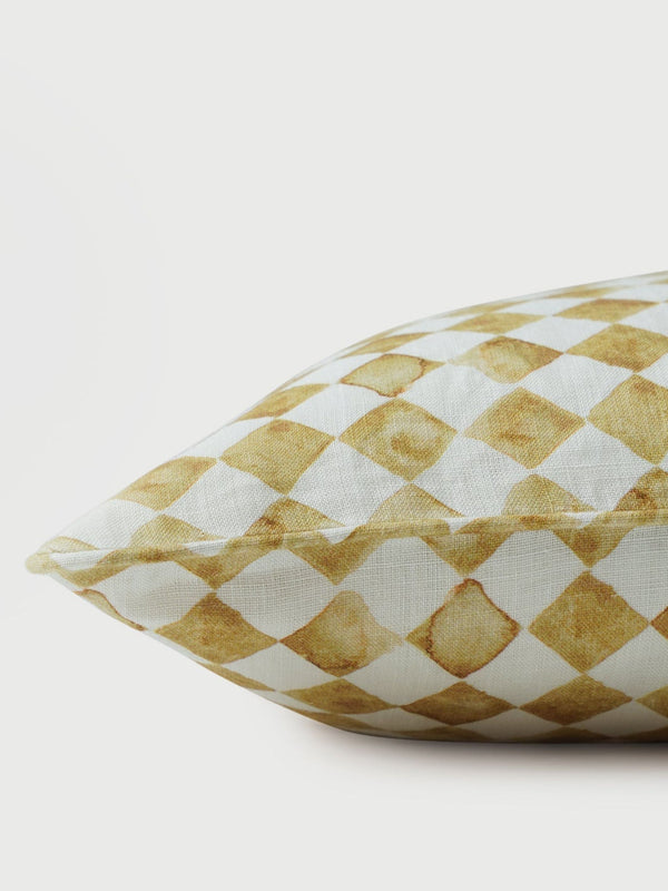 Cushion Cover - Checker Ochre Lumbar