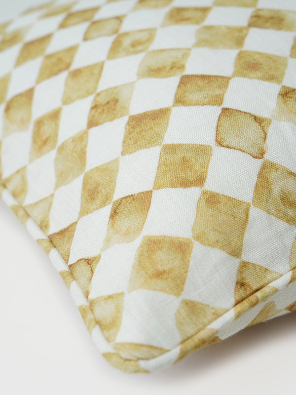 Cushion Cover - Checker Ochre Lumbar