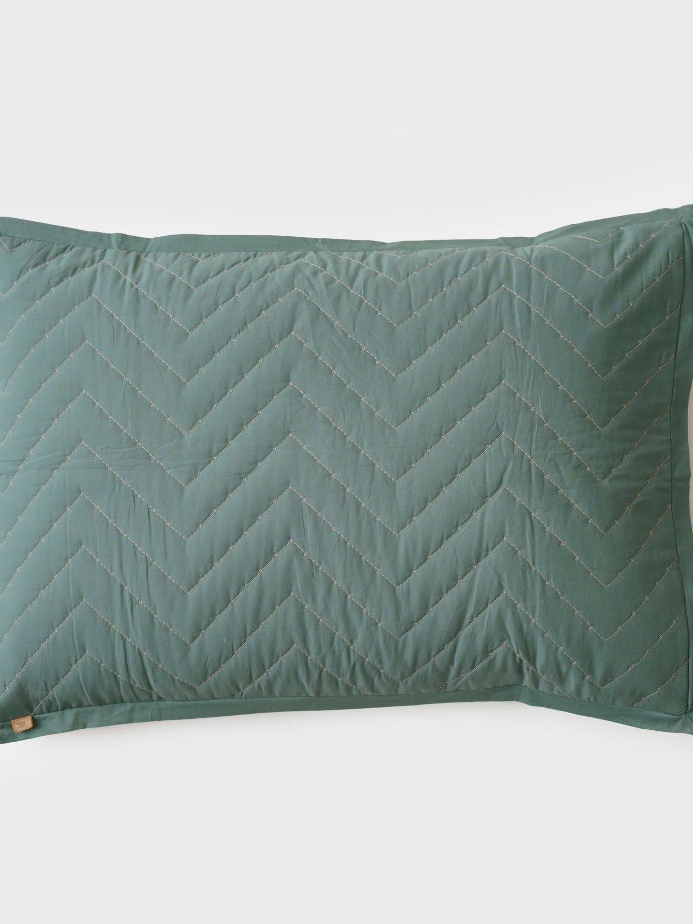 Chevron Green Quilted Bedding Set