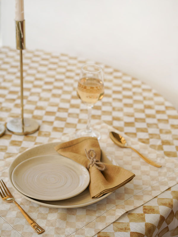 Table Cover - Checker Ochre