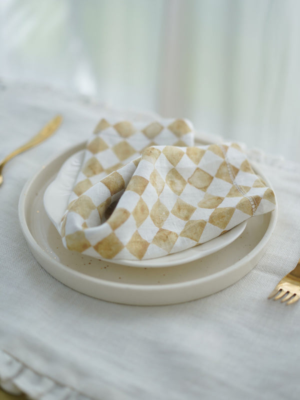 Table Napkin - Checker Ochre