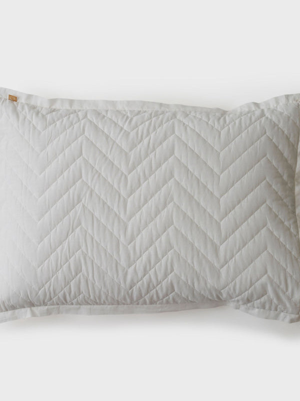 Quilted Bedding Set - Chevron Ivory