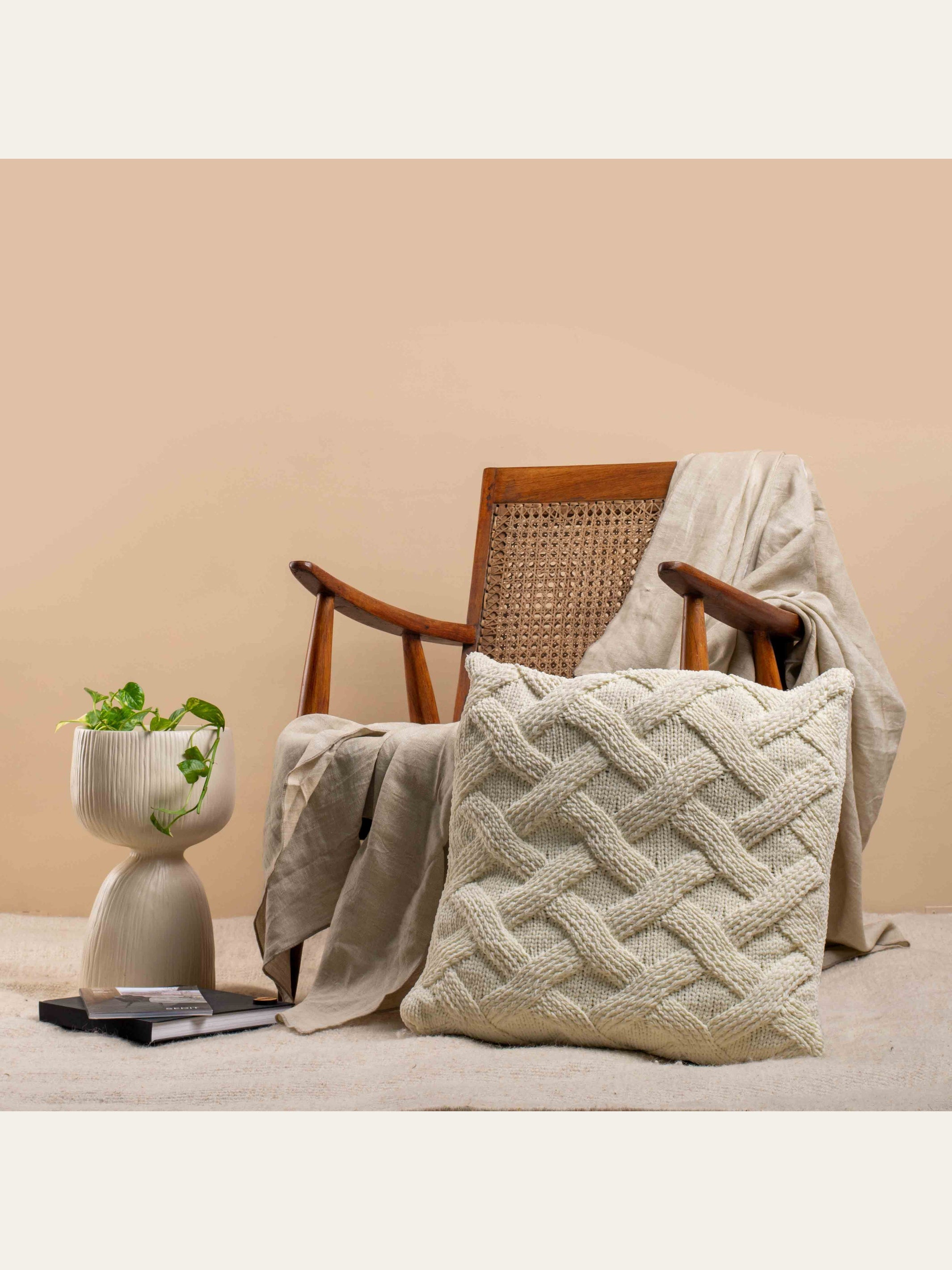 Cushion Cover - Knitted Soft White
