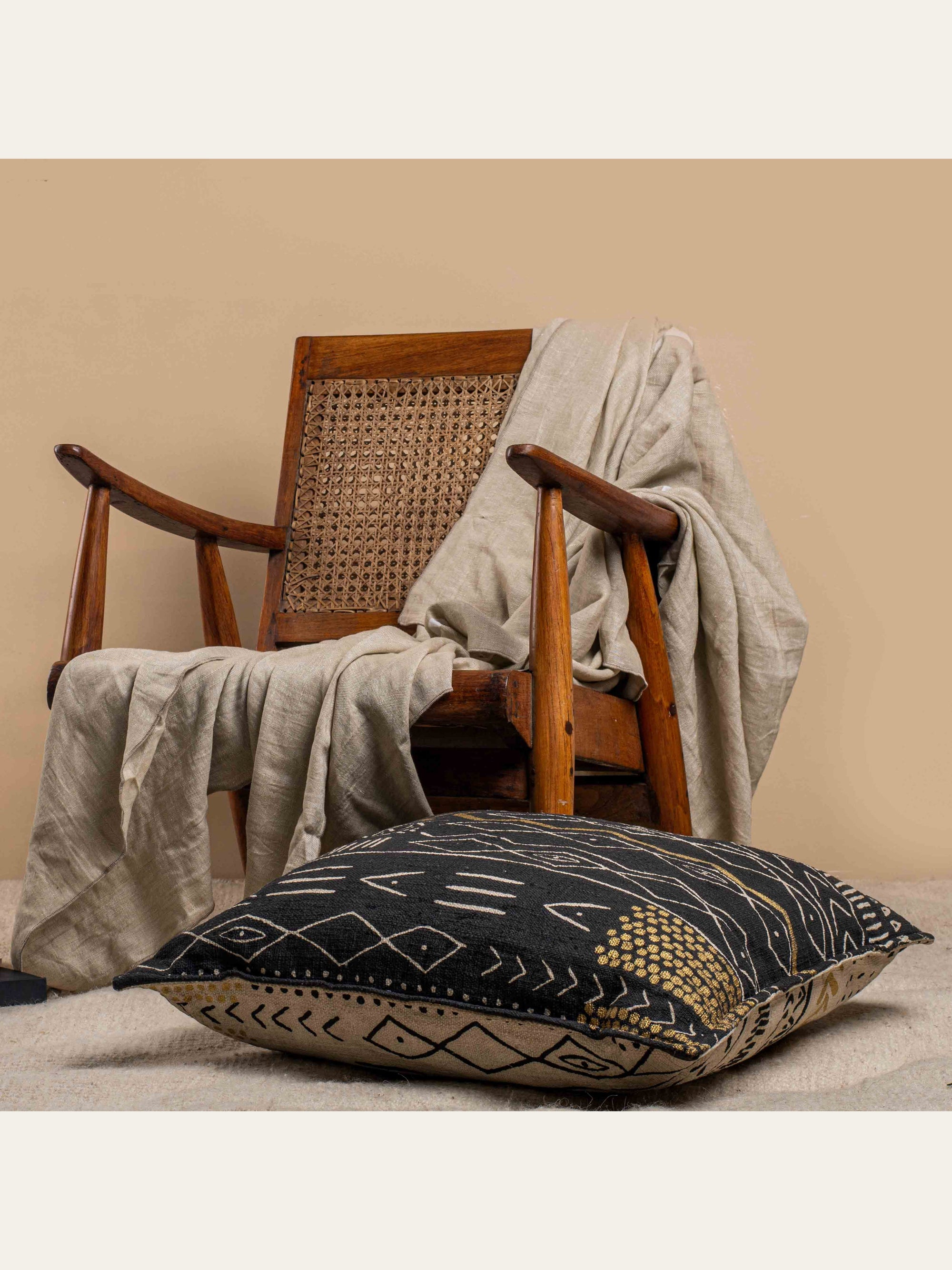 Cushion Cover - Tribal Motif Floor Reversible Filled