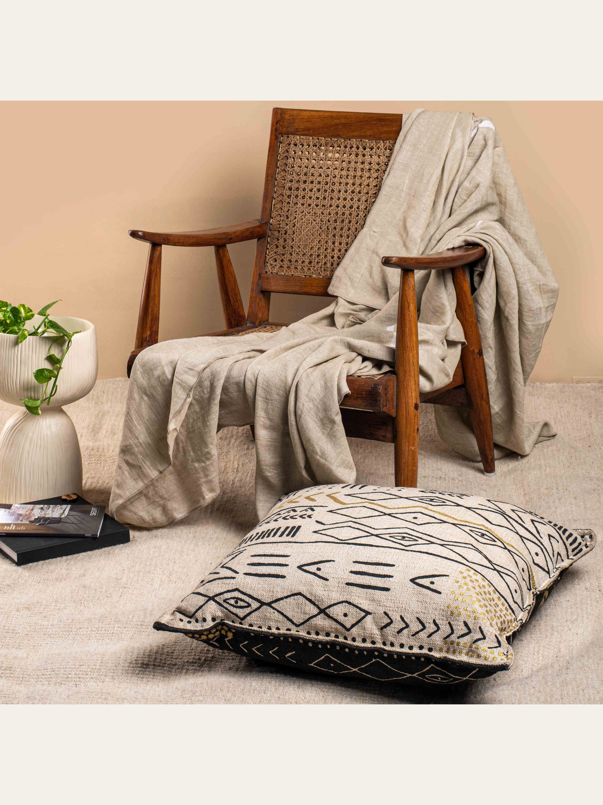 Cushion Cover - Tribal Motif Floor Reversible Filled