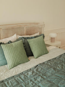 Quilt - Checker Embroidered Teal Kantha
