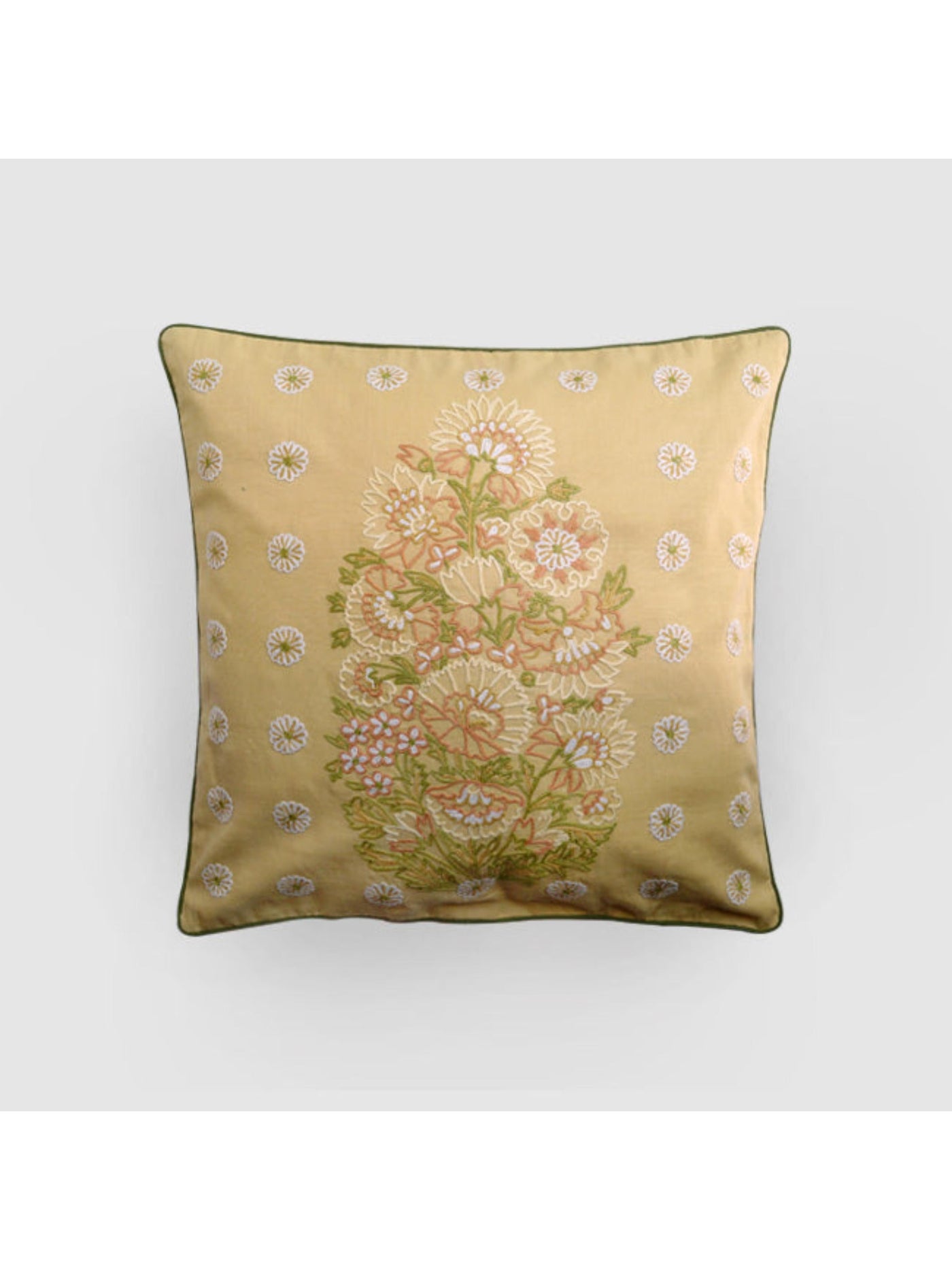 Cushion Cover - Dast-e-Gul Aari Embroidered - Beige