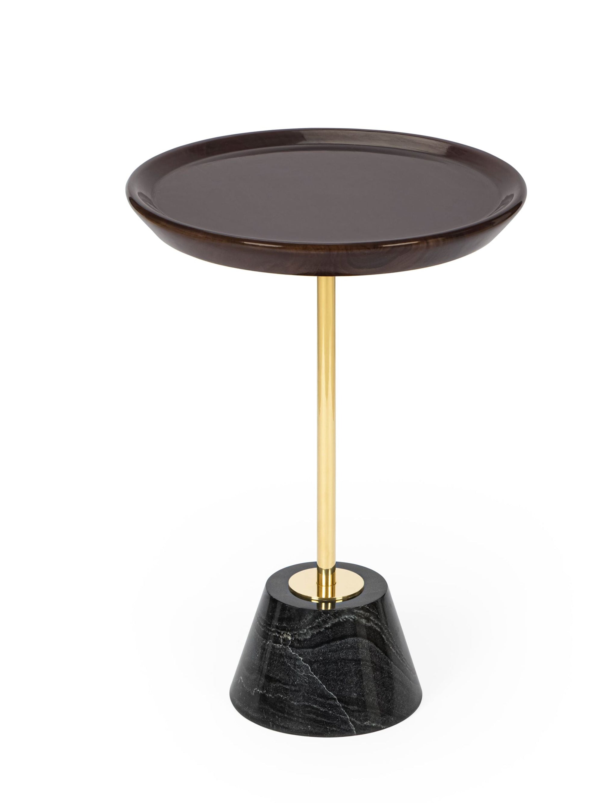 Wood Top Drink Table - Black marble Base
