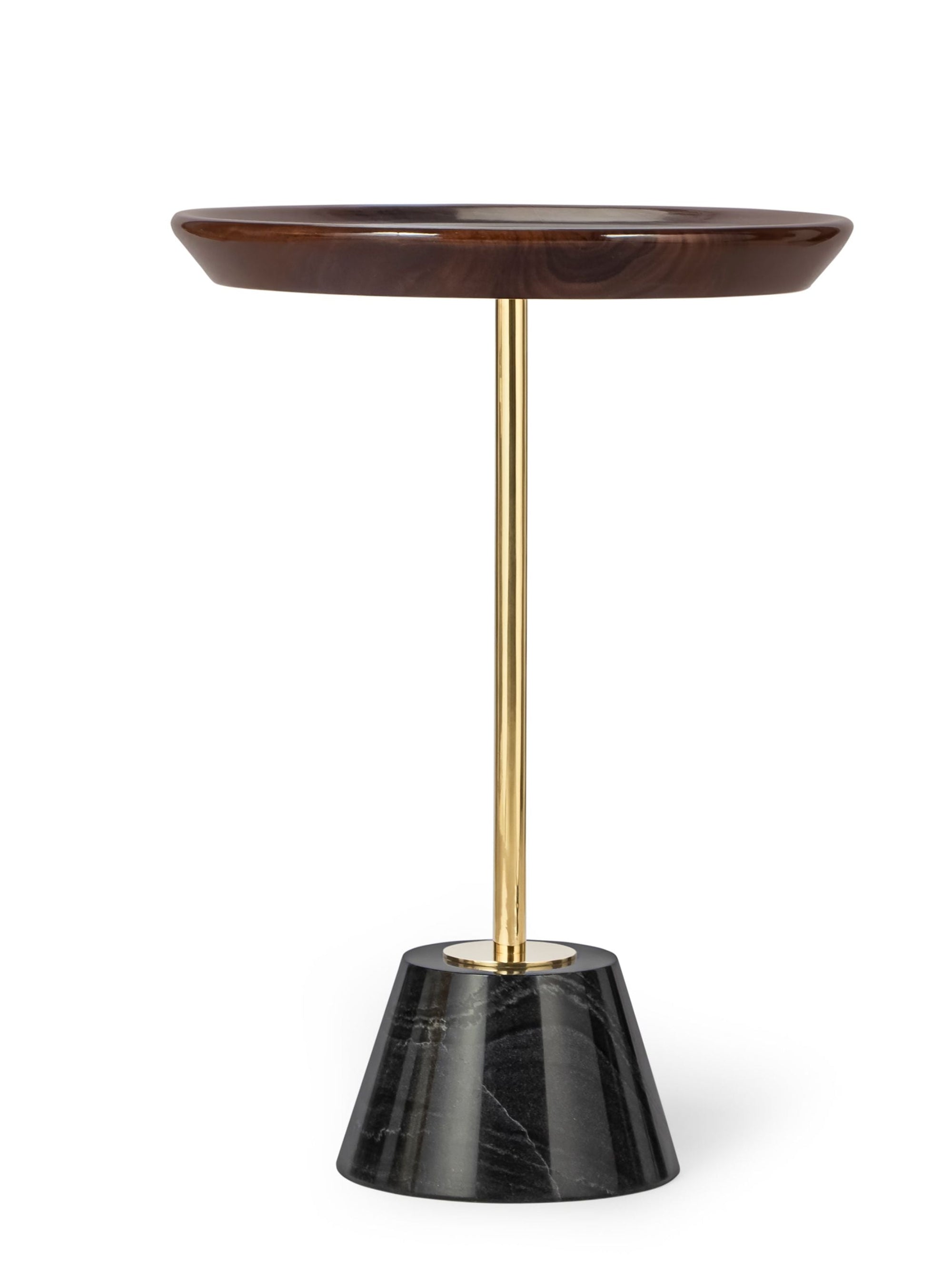 Wood Top Drink Table - Black marble Base