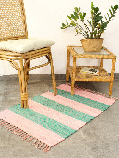 Varkala Recycle Chindi Rug Pink Green