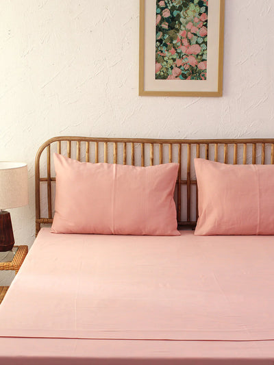 Shobhanjan Pink Fitted Sheet with Pillow Cover