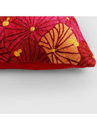 Cushion Cover - Fronds Chainstitch Embroidered  Red & Yellow
