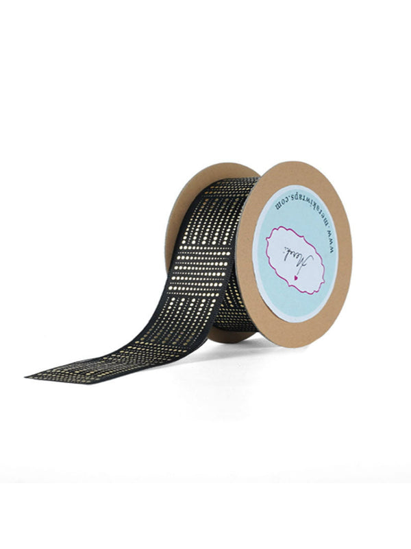 Dotted Gold Foiled Satin Ribbon