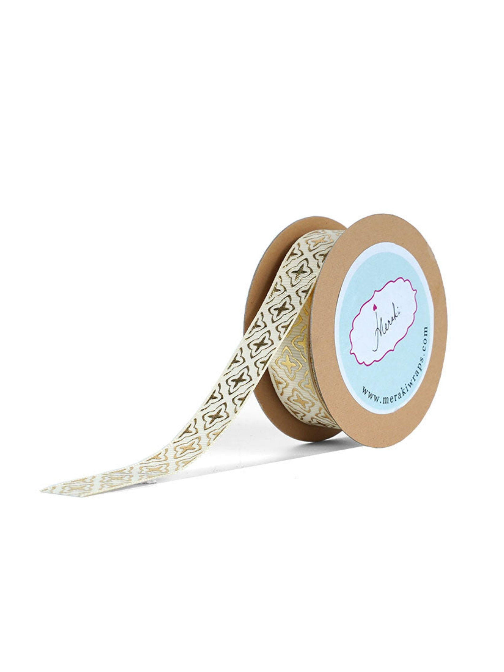 Gold Foil Geometric Print Ribbon
