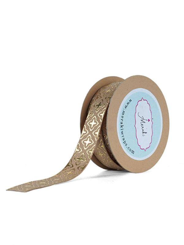 Gold Foil Geometric Print Ribbon