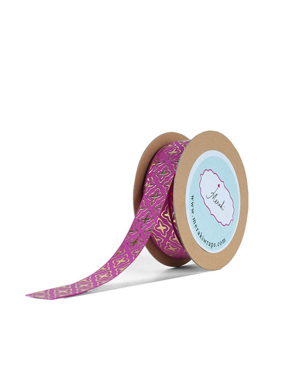 Gold Foil Geometric Print Ribbon